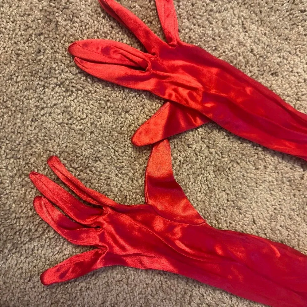 Red satin gloves